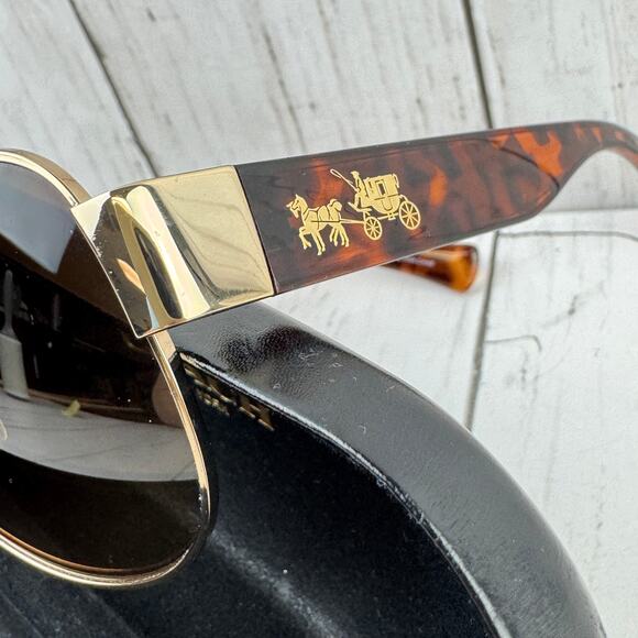 Coach Light Gold Dark Tortoise Aviator Olivia Sunglasses with Case Designer - Picture 4 of 14